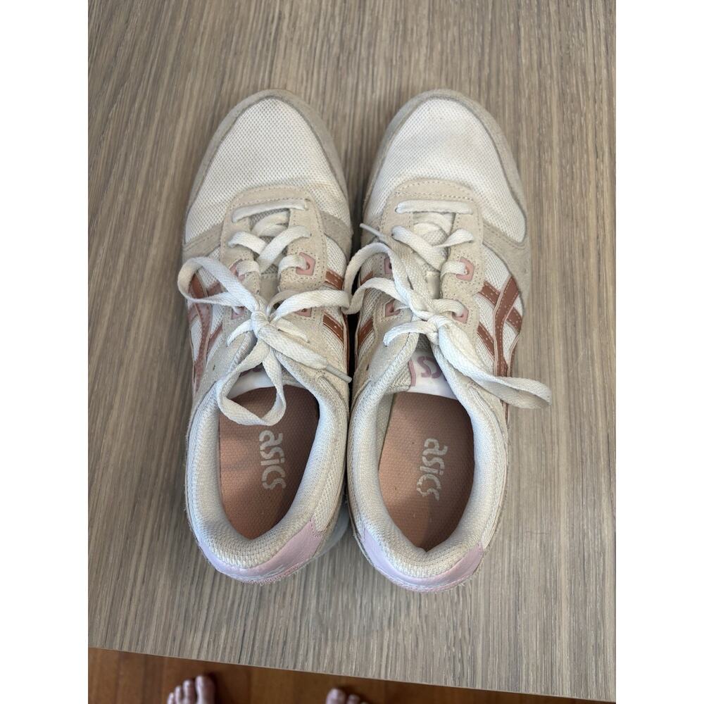 ASICS Womens 10 Sneakers Beige Pink Suede Mesh Lace Up Casual Shoes 1202A306 - Picture 5 of 10